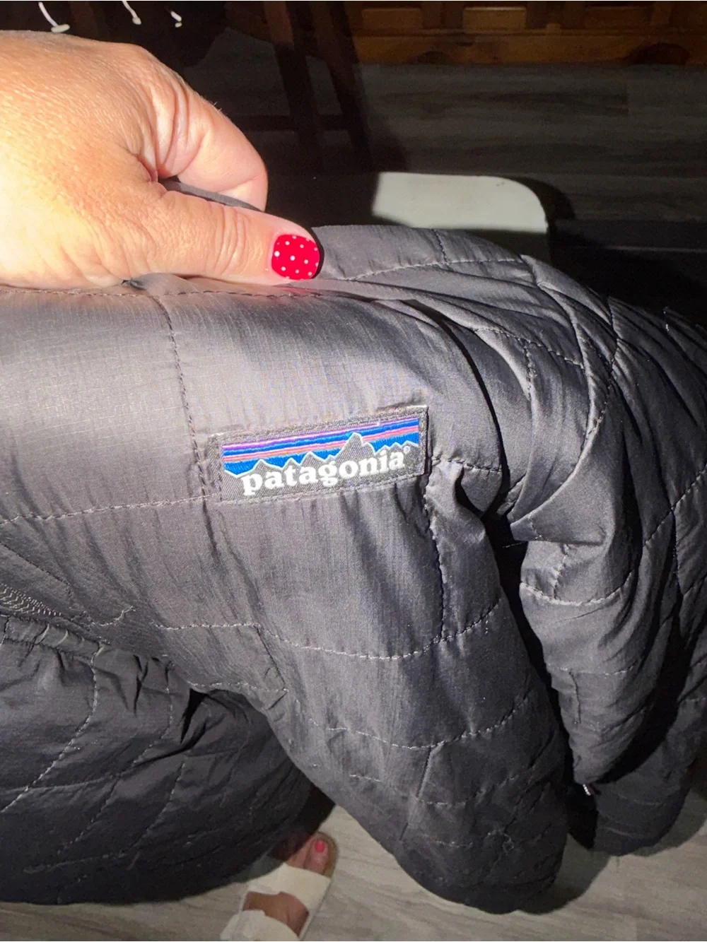 Patagonia Black Quilted Jacket with Multicolor Logo
